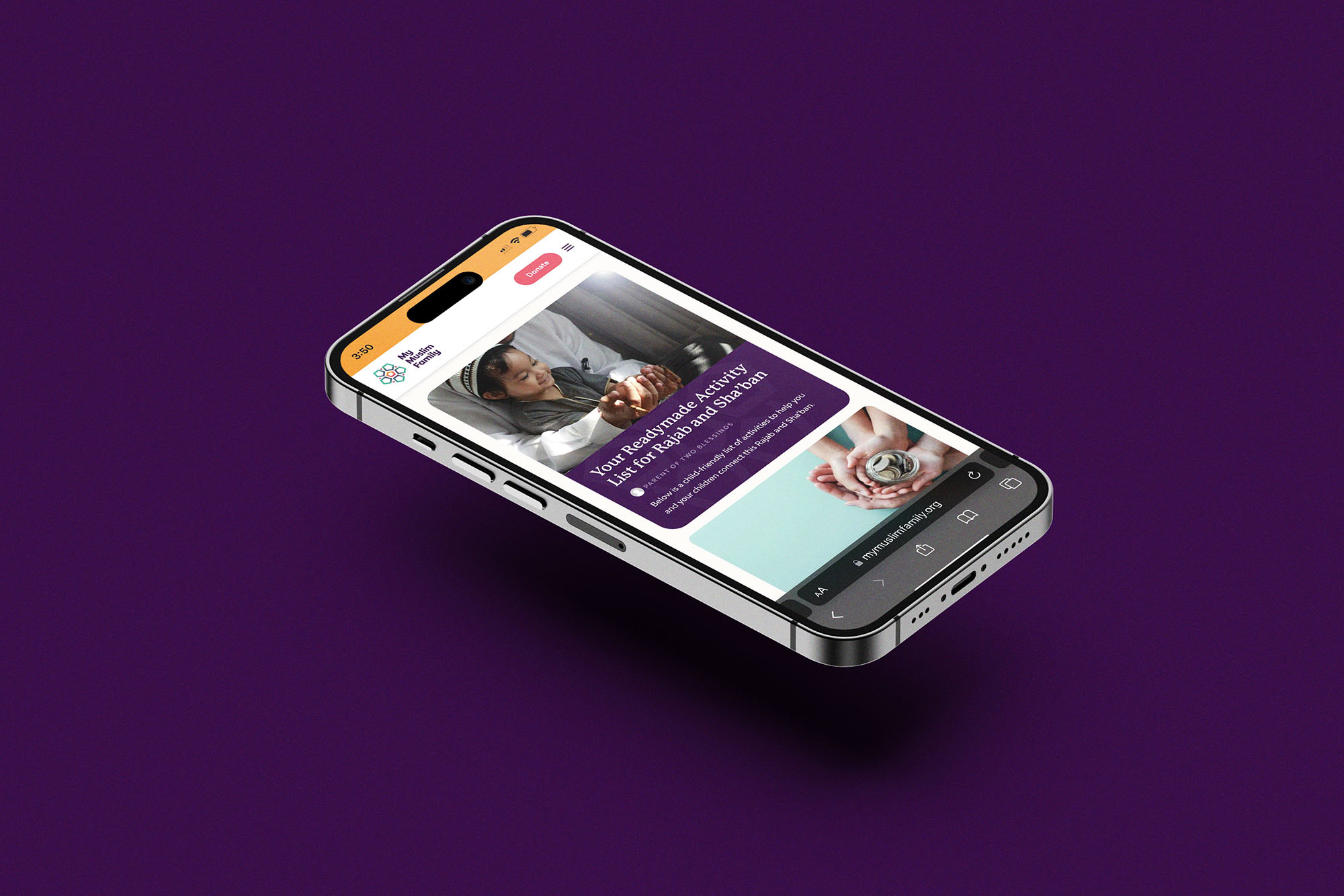 Muslim Family Hub — the website on a phone