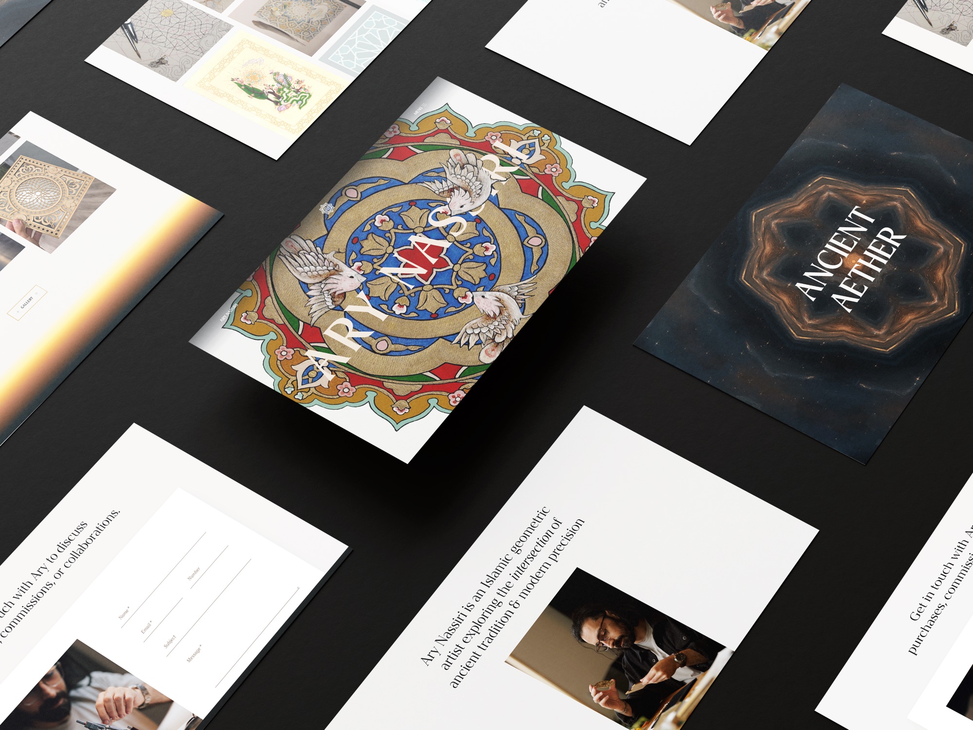Ary Nassiri — a set of website screens