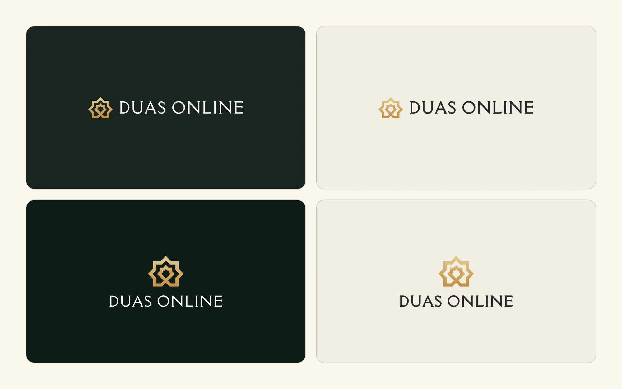 Duas Online — the four lockups