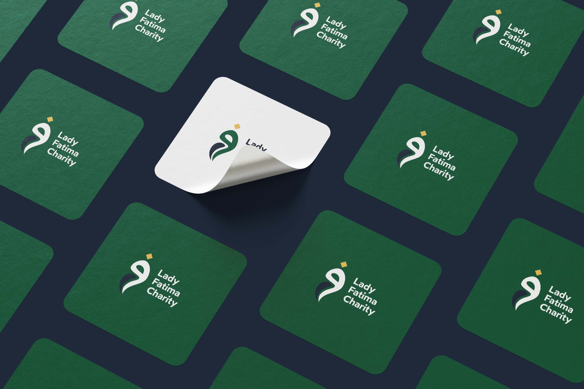 Lady Fatima Charity — a sheet of branded stickers