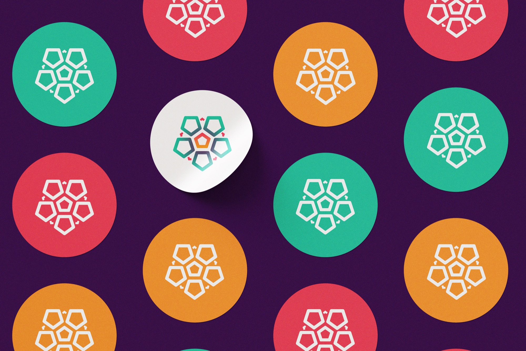 Muslim Family Hub — a sheet of branded stickers