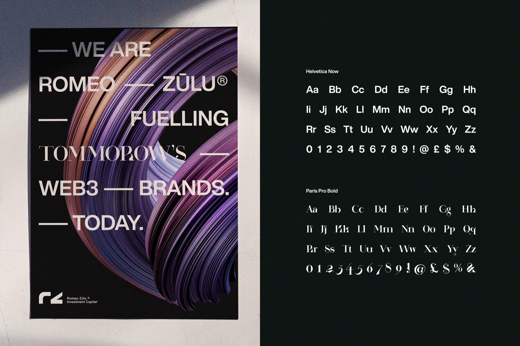 Romeo Zúlu Investment Capital — a poster and the brand’s typefaces