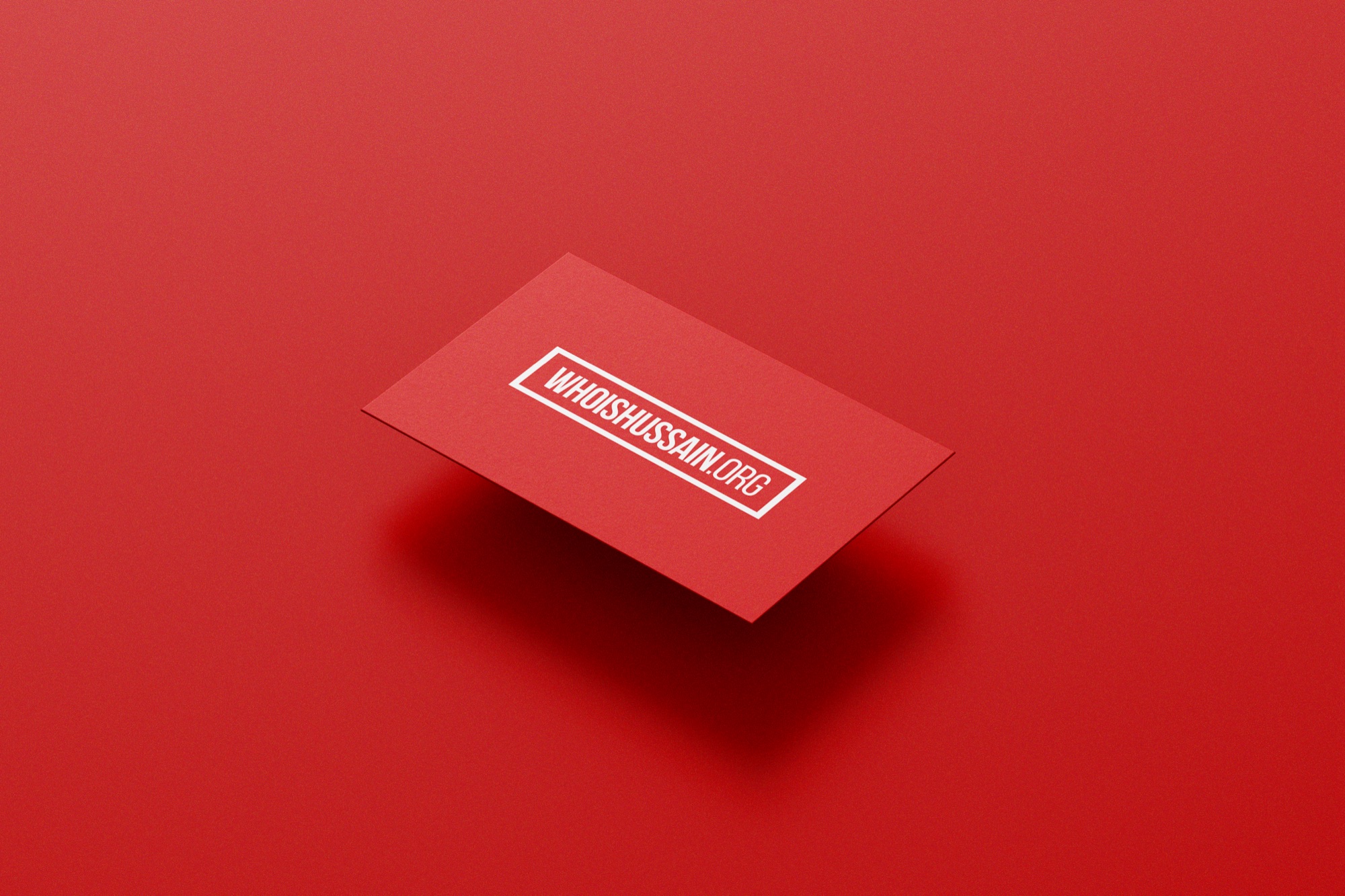 Who is Hussain — the wordmark on a red business card